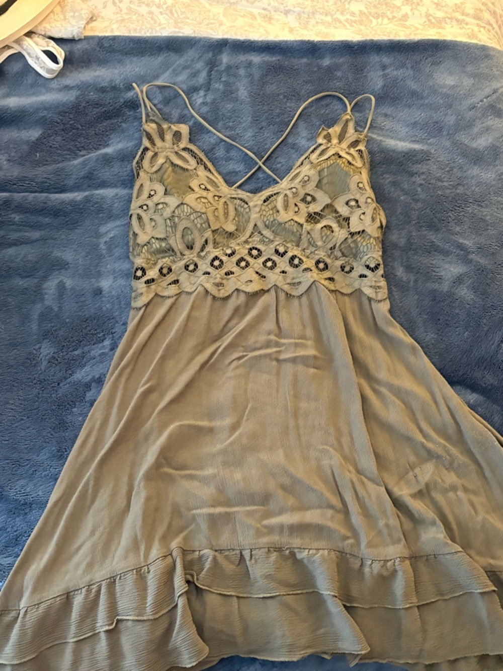 Justify Olive Green Lace High-Low Slip Dress